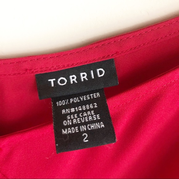 Torrid Red Georgette Asymmetrical Ruffle Cami Top - Picture 7 of 8